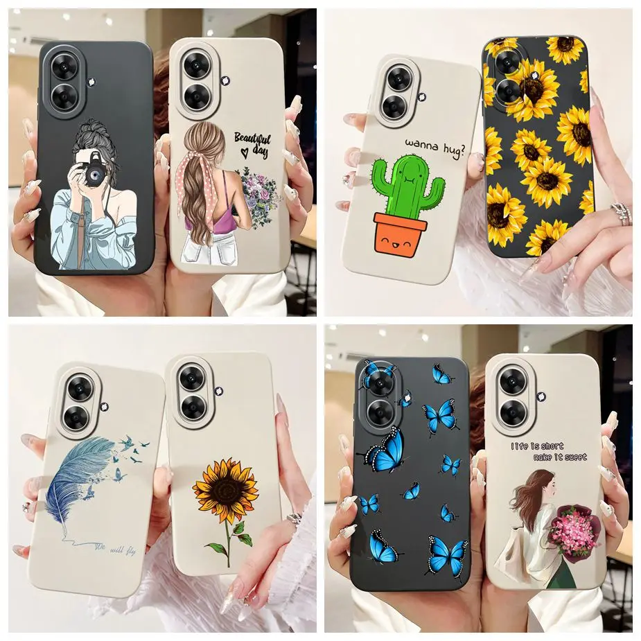Para Realme Note 60 funda Narzo N61 nueva moda para chicas cubierta pintada de girasol funda de teléfono suave de TPU para Realme Note 50 Note60 parachoques