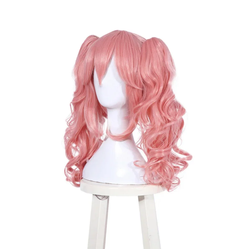 Fate FGO extella Tamamo no Mine pelucas de Cosplay de Lolita, cola de caballo ondulada rosa, peluca completa