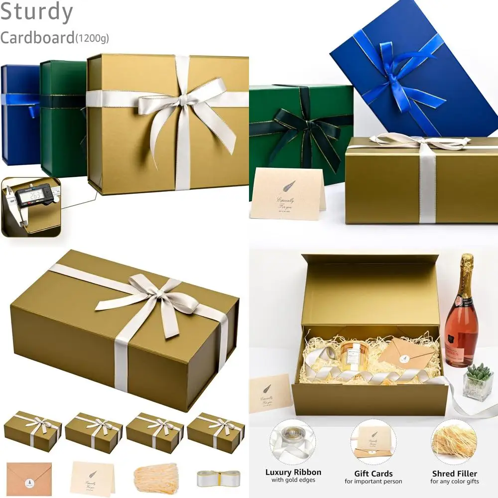 

Складные подарочные коробки с магнитными крышками, набор из 5 штук, 13,85x8,35x4,45 дюймов, для таких случаев, как Рождество, Дни рождения