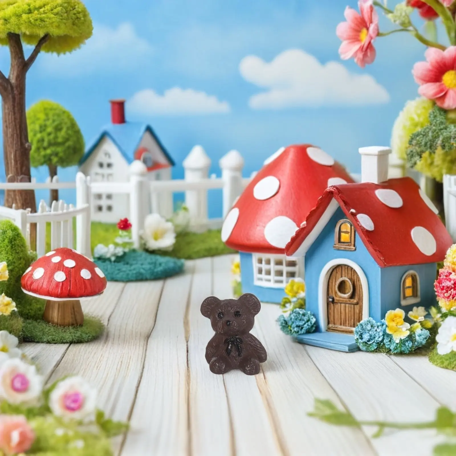20Pcs Mini Bear Plastic Animal Decorations Durable Tiny Plastic Ornaments for Fairy Garden Birthday Cake Topper