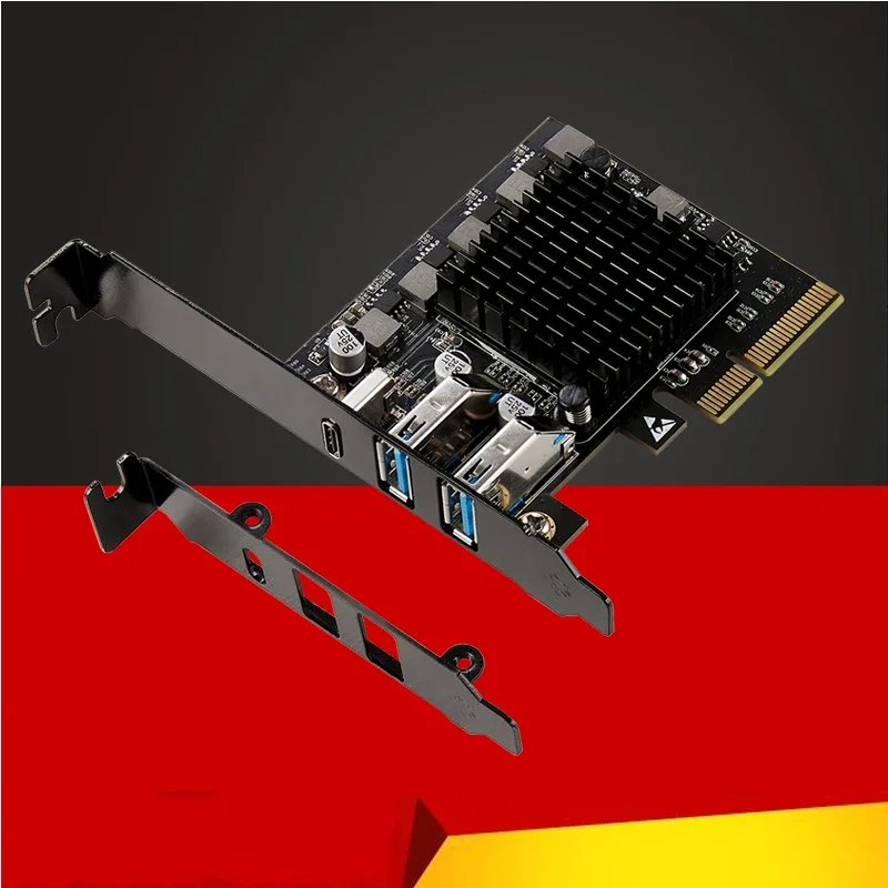 Expansion Card PCI Express X4 to 2 Port USB3.2 Gen2 10G + 1 Port USB3.2 Gen2x2 20G Riser PCIE USB 3.2 Card for Industrial Camera