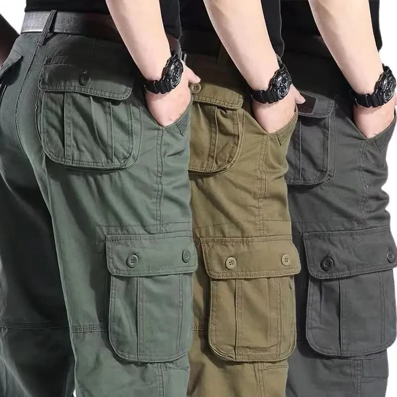 

Мужские модные формальные повседневные брюки-карго больших размеров, мужские свободные прямые эластичные брюки, модные универсальные брюки в стиле сафари