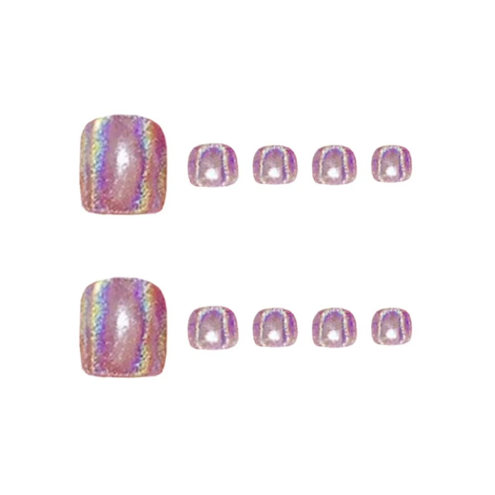 Draagbare manicure nep-teennagels Faux vingernagels Korte lengte voetnageltips Volledige dekking Vierkante kop Druk op nagels Dames