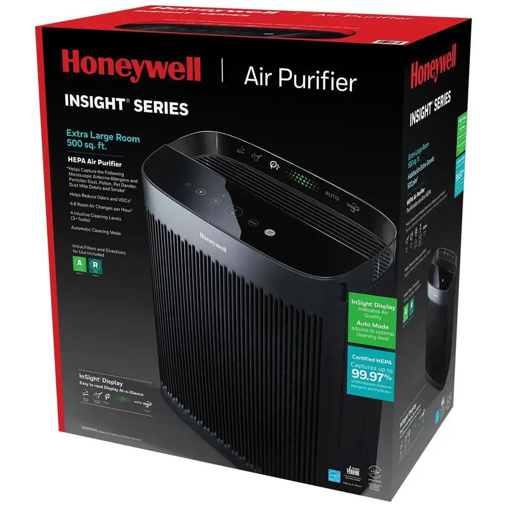 Purificador de aire HEPA 500 pies cuadrados ahumado alérgeno polen polvo reductor olor VOC ENERGY STAR aprobado