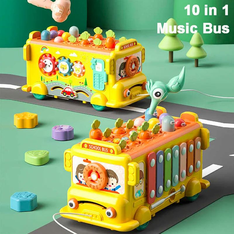 10 in 1 ไม้ตีเสียง Xylophone รถบัส เครื่องดนตรี ของเล่นเสริมพัฒนาการเด็ก ของเล่นเสริมพัฒนาการทางประสาทสัมผัส Montessori สำหรับเด็กเล็ก