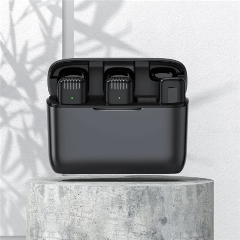 FULL-Mini Wireless Lavalier Microphones Plug And Play Noise Reduction Auto Sync Lapel Mic Live Stream,Vloggers,Interview