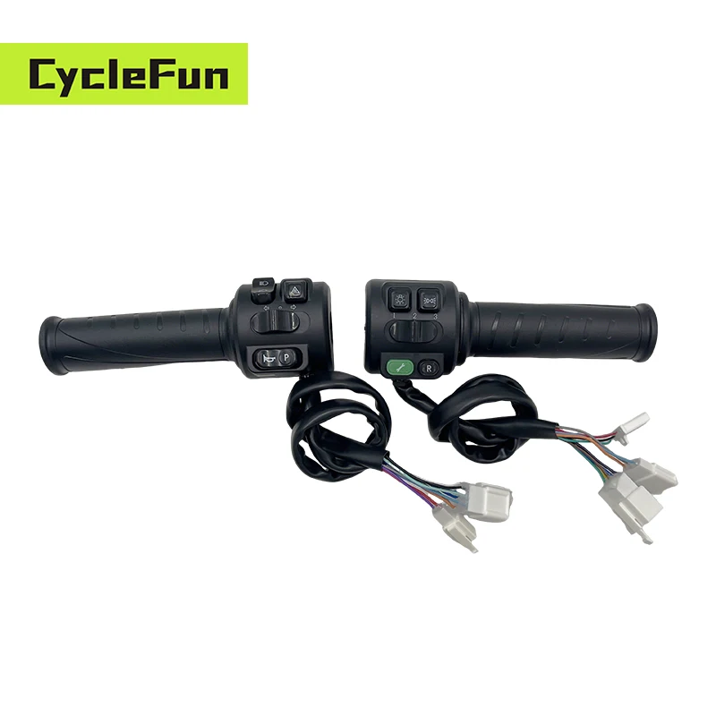 22mm Hall Twist Throttle 0-5v Accelerator with Three Speed/Reverse/Parking/Horn/Light Functions For Electric Scooter Motorcycle