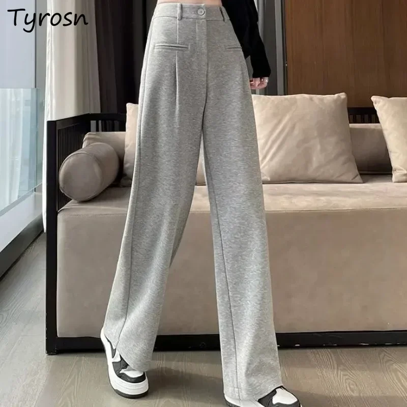 

Широкие брюки женские модные офисные женские элегантные повседневные брюки с высокой талией Ulzzang Design мешковатые универсальные однотонные шикарные весенне-осенние брюки