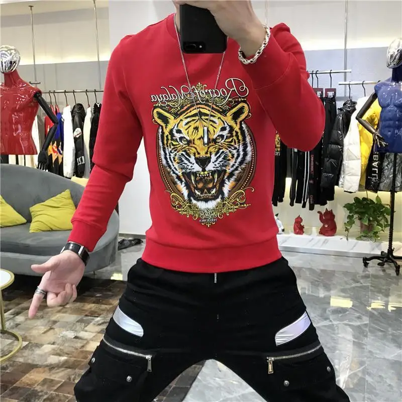 

2022 new men's autumn long sleeve vests fashion personality letters tiger printing tide brand fashion coat