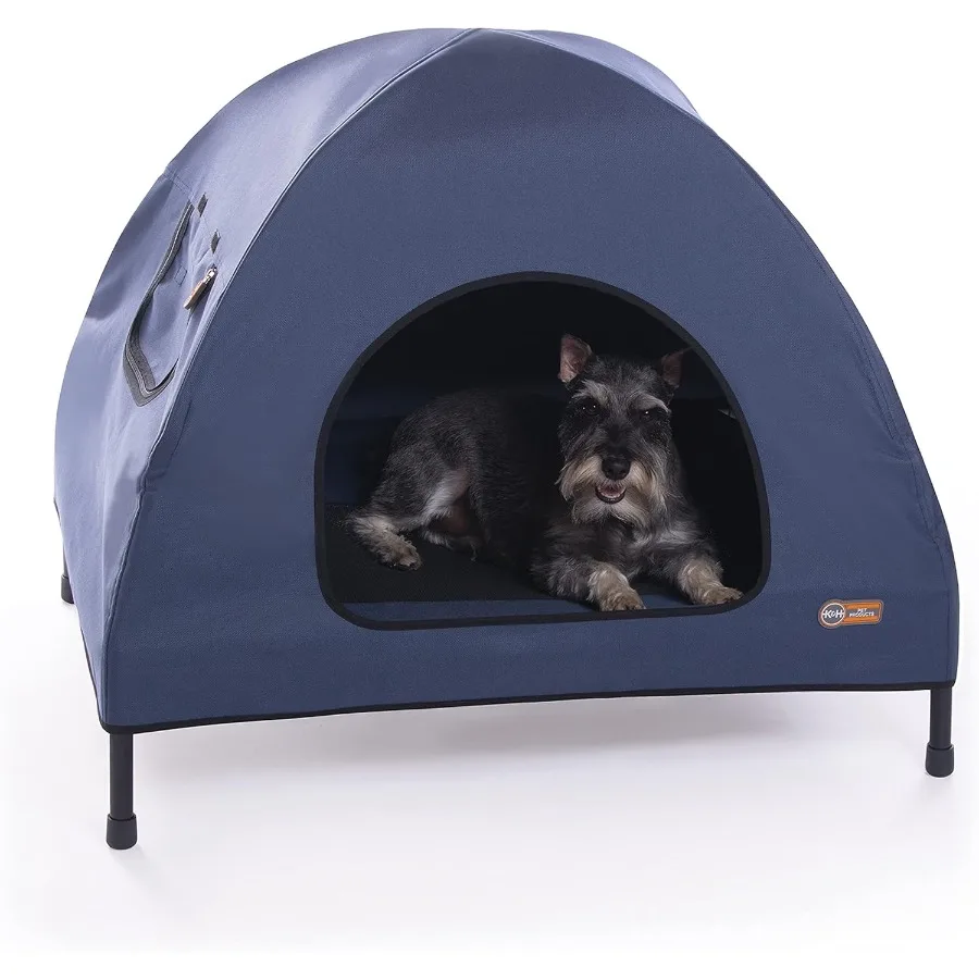 

Outdoor Elevated Dog Cot House for Medium Dogs with Enclosed Design Window Flaps for Optimal Air Flow Washable Removable Cover
