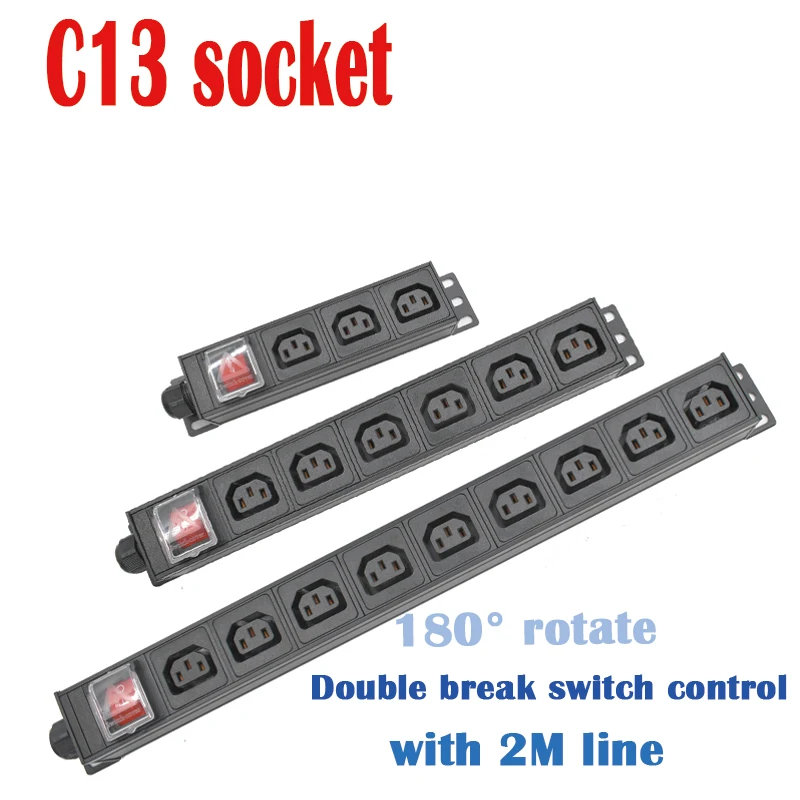 

Разъем тока C13 PDU Power Strip Стойка для сетевого шкафа с вилкой C14/C20/US/L6-30P/ EU/UK/AU, удлиненная линия 2M