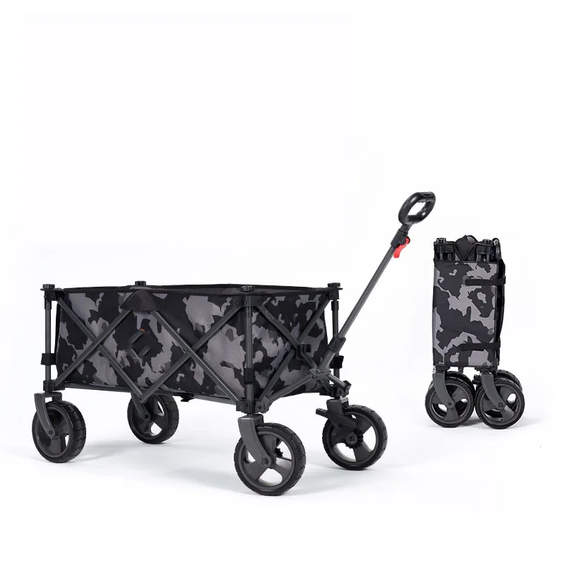 Bundled Folded Small Size Outdoor Folding Cart Camp Car Camping Picnic Four-wheel Trailer Fishing Rod Portable Shopping Cart