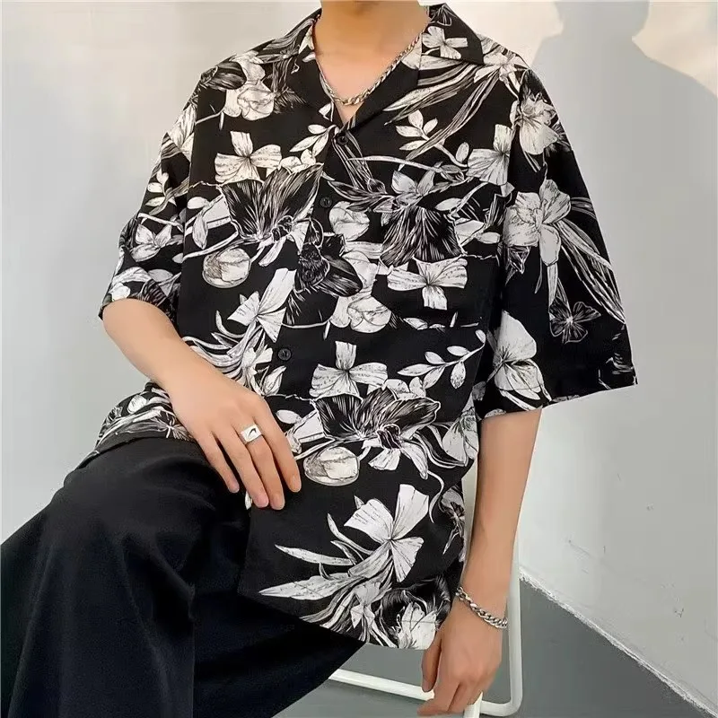 

Loose Casual Hawaiian Sle Men's ort Sve irt plus Size 300 Pou Couple's Top Summer Faion Brand Iron-Free Treaent