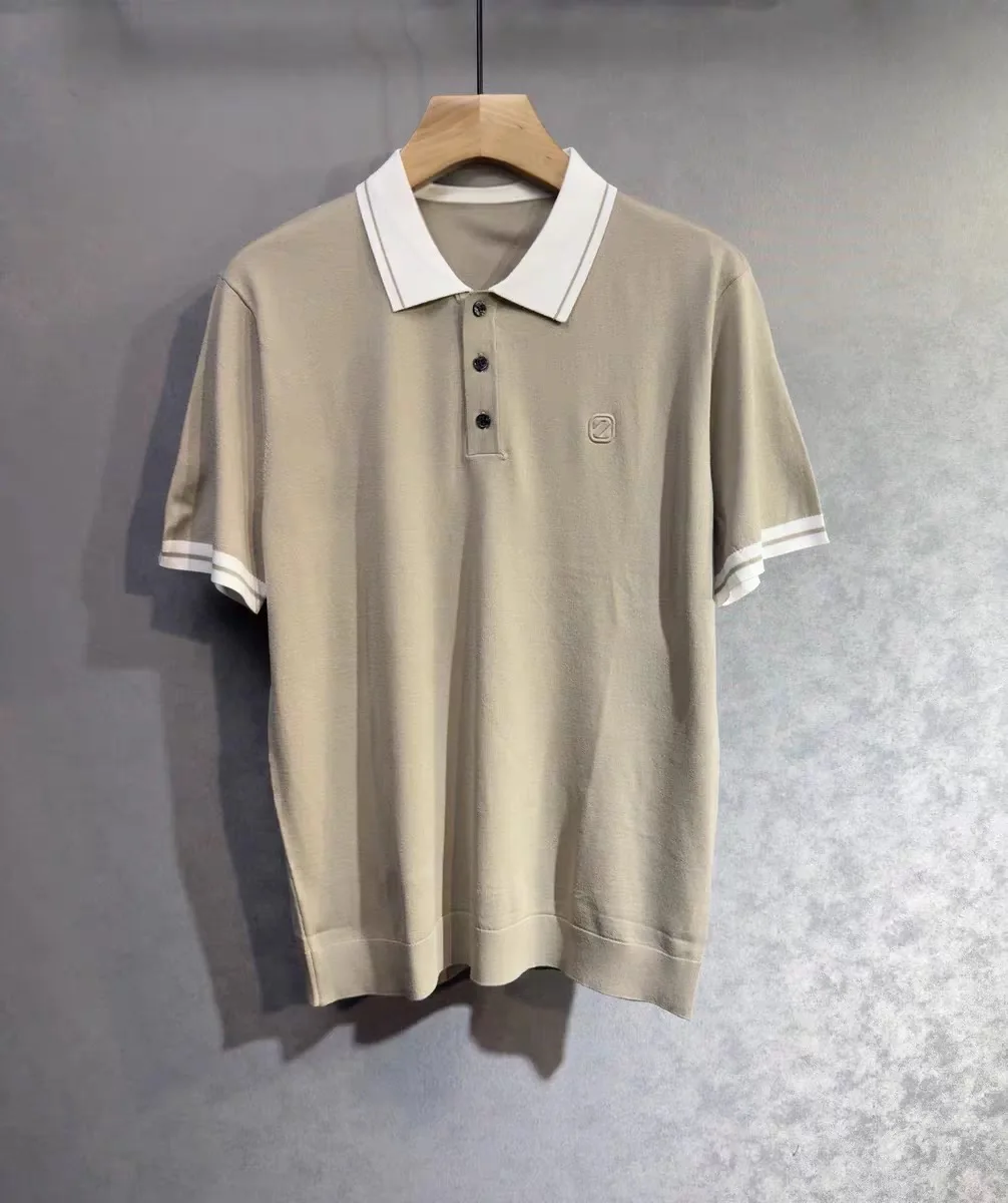 

Итальянская мужская трикотажная рубашка с коротким рукавом, отложным воротником, летняя, повседневная, деловая, в стиле Old Money