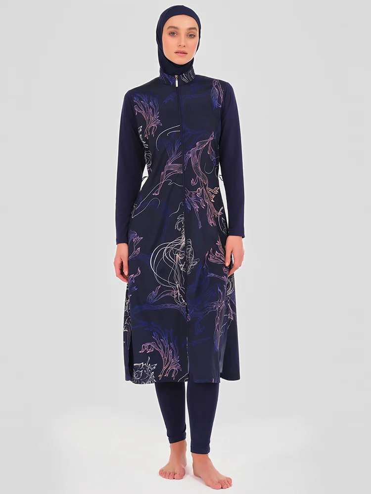 3PCS/Set Muslim Modest Burkini Femmes Swimwear Long Women Waterproof Swimming Suit Long Sleeve Swimsuit Hijab, Top, Pant