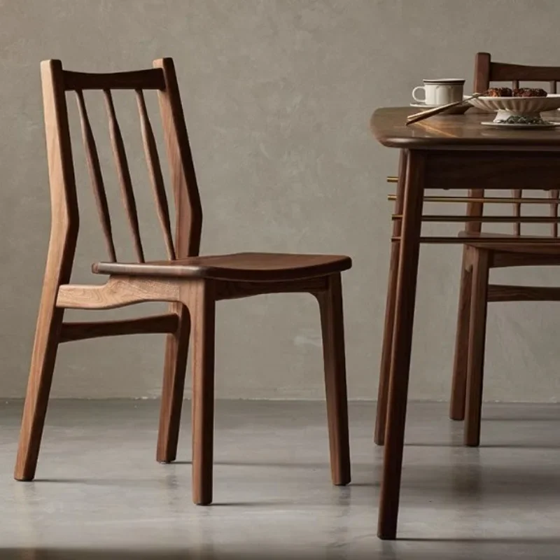 Nogal negro, silla de comedor con respaldo, comedor totalmente de madera maciza, muebles, apartamento pequeño