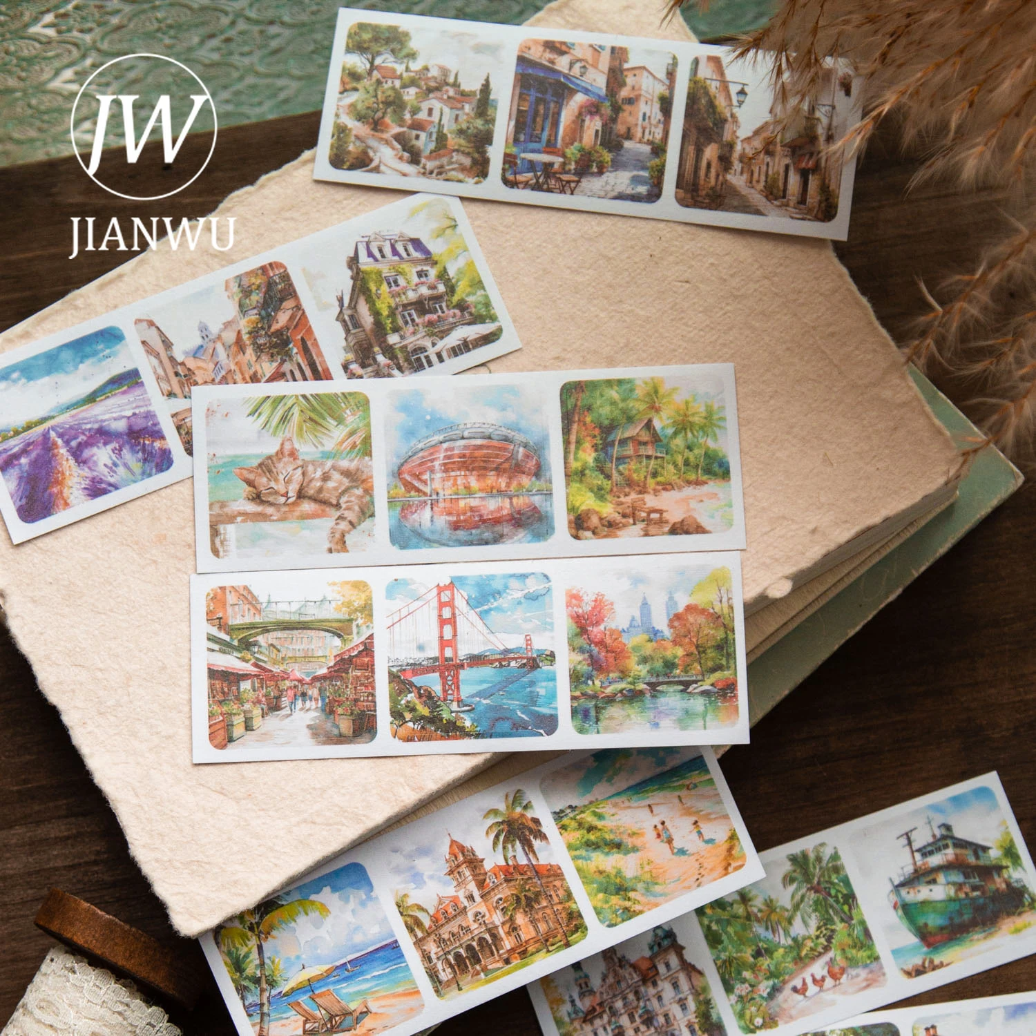 JIANWU Collect Every Scenery Series Vintage Travel Landscaping Material Collage Sticker Book Creative DIY Journal Stationery