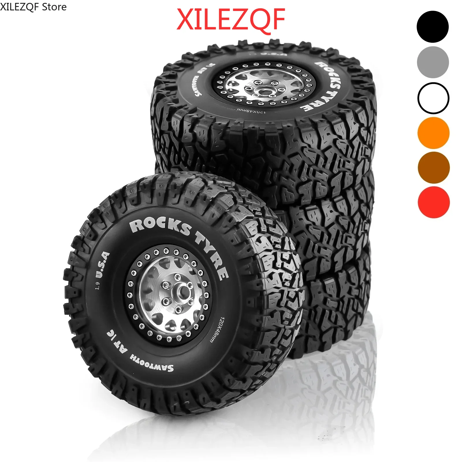 

XILEZQF 1-4pc 120mm 1.9-inch climbing tires suitable for TRX - 4, SCX10, D90, etc., a 1:10 scale universal imperial - size tire.