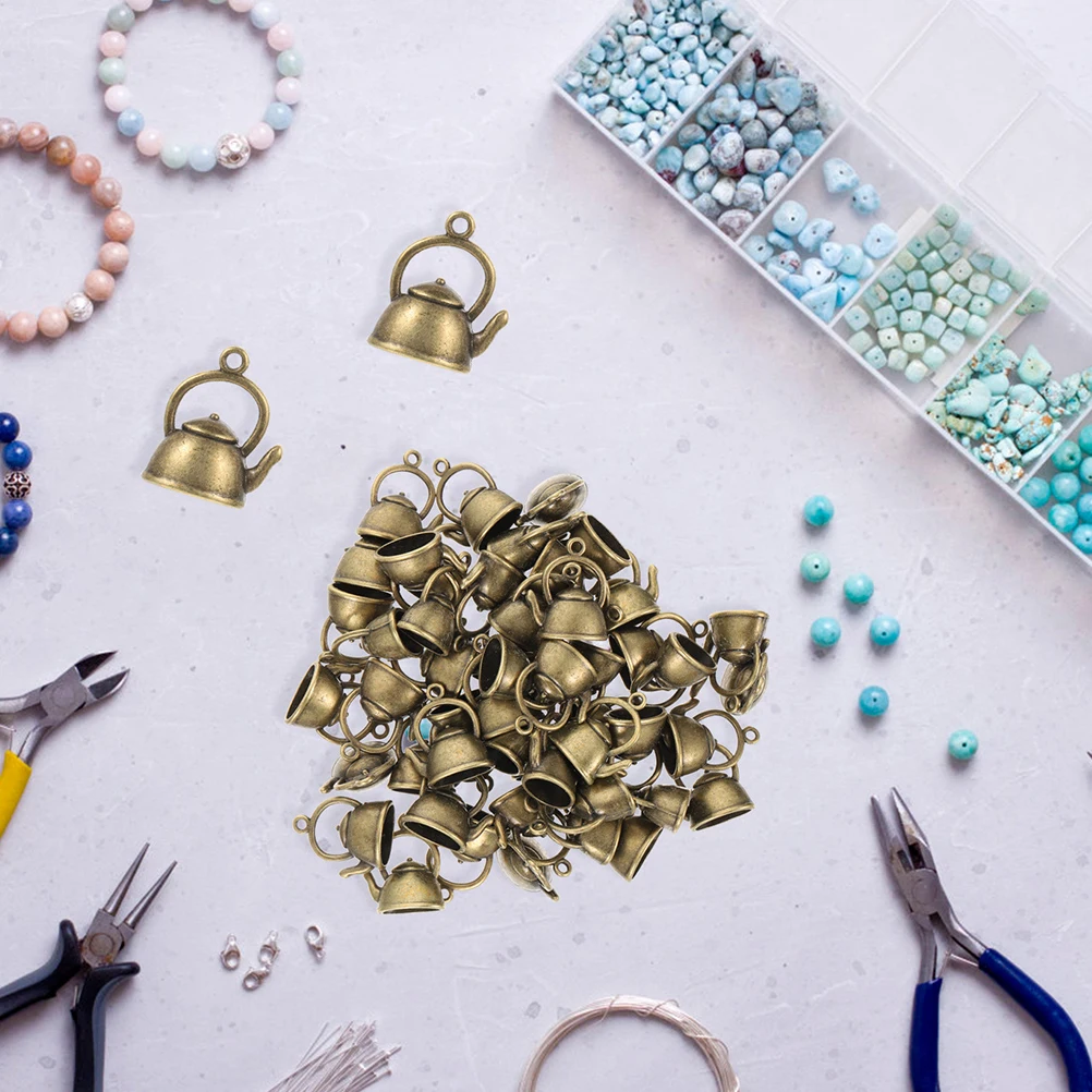 

30 Pcs Small Teapot Pendant Alloy Charms Bulk for Jewelry Making Necklace Cute Zinc Aesthetic