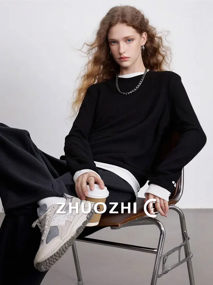 

Loose Fit round Ne T-irt Color Blo Spring 2026 mat Sle French Sle Casual Wear for Ladies by ZhuoZhi