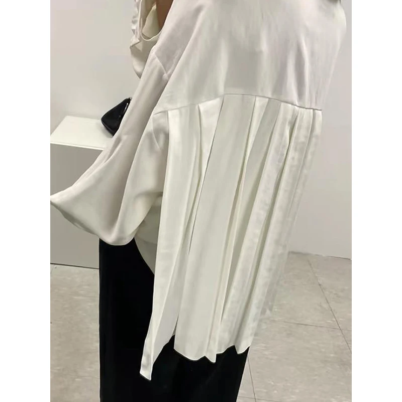 Gymystars Spring Summer Loose High-low Black White Shirts Tops Korean Fashion Button Long Sleeves Lapel Collar Blouses