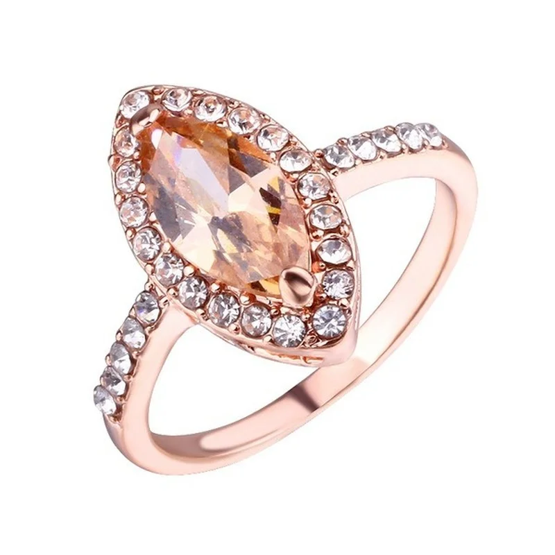 Ladies Ring Rose Gold Color Morganite Halo Rings Oval Art Deco Antique Engagement Rings Birthstone Promise Rings for Women