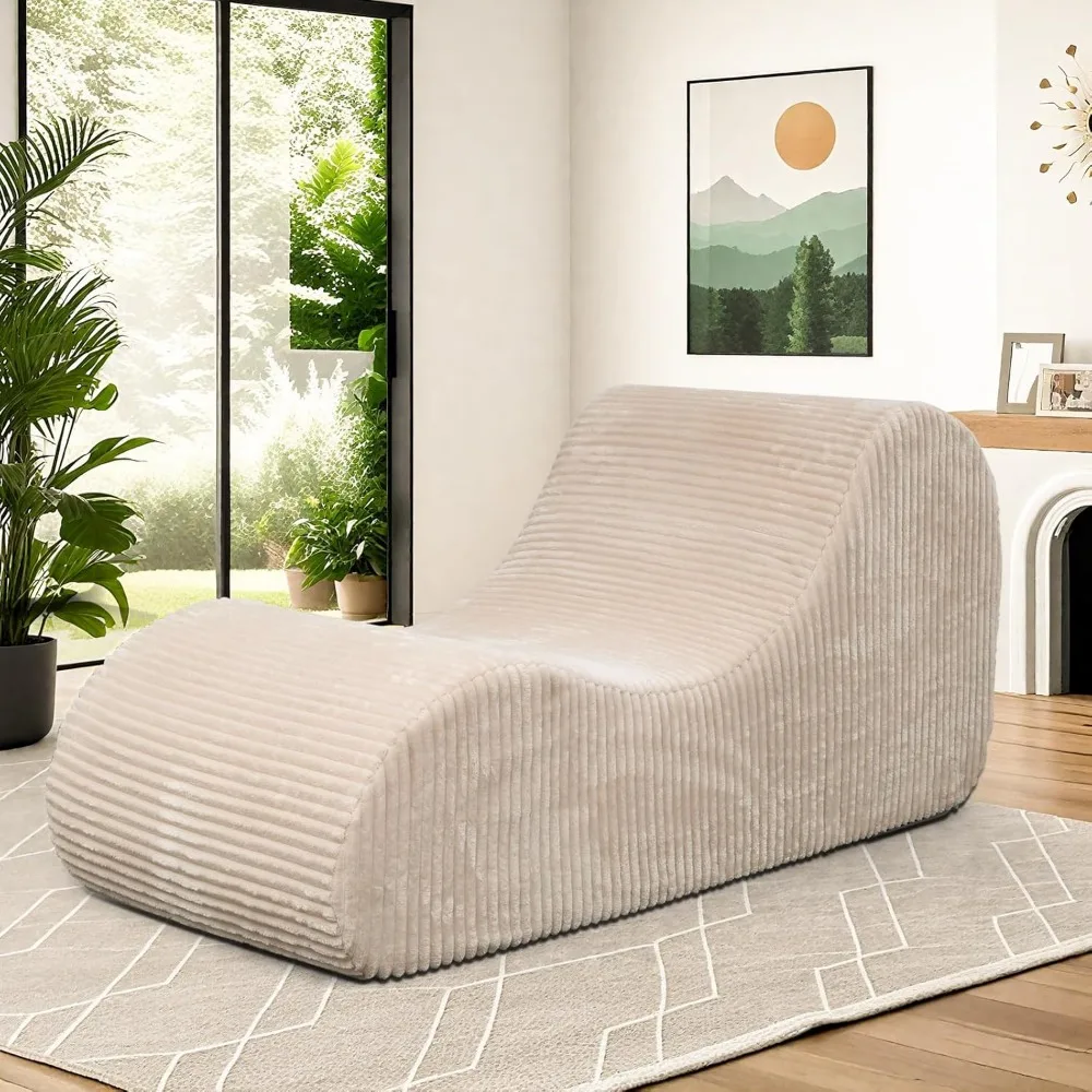 

Oversized High-Density Sponge Soft Sofa Corduroy Chaise Lounge Chair Couch Indoor Human Body Curves for Yoga, Khaki