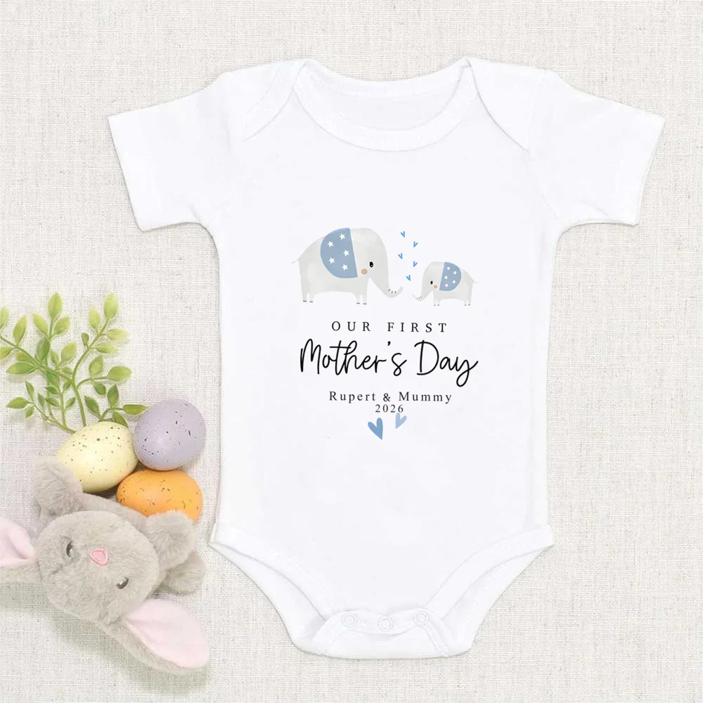Personalized Mother's Day Baby Romper 1st Mother's Day Gift for Mom Custom Baby Short Sleeve Bodysuit New Mom Gift