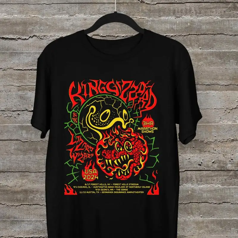 

King Gizzard The Lizard Wizard Tour 2024, черная футболка всех размеров S 5XL