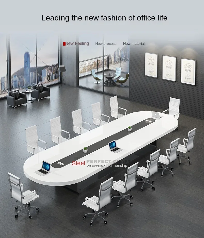 HYZ9 12 Feet Modern Round Meeting Room Office Desk Big Conference Table and Chairs 16 peoplePanel conference table