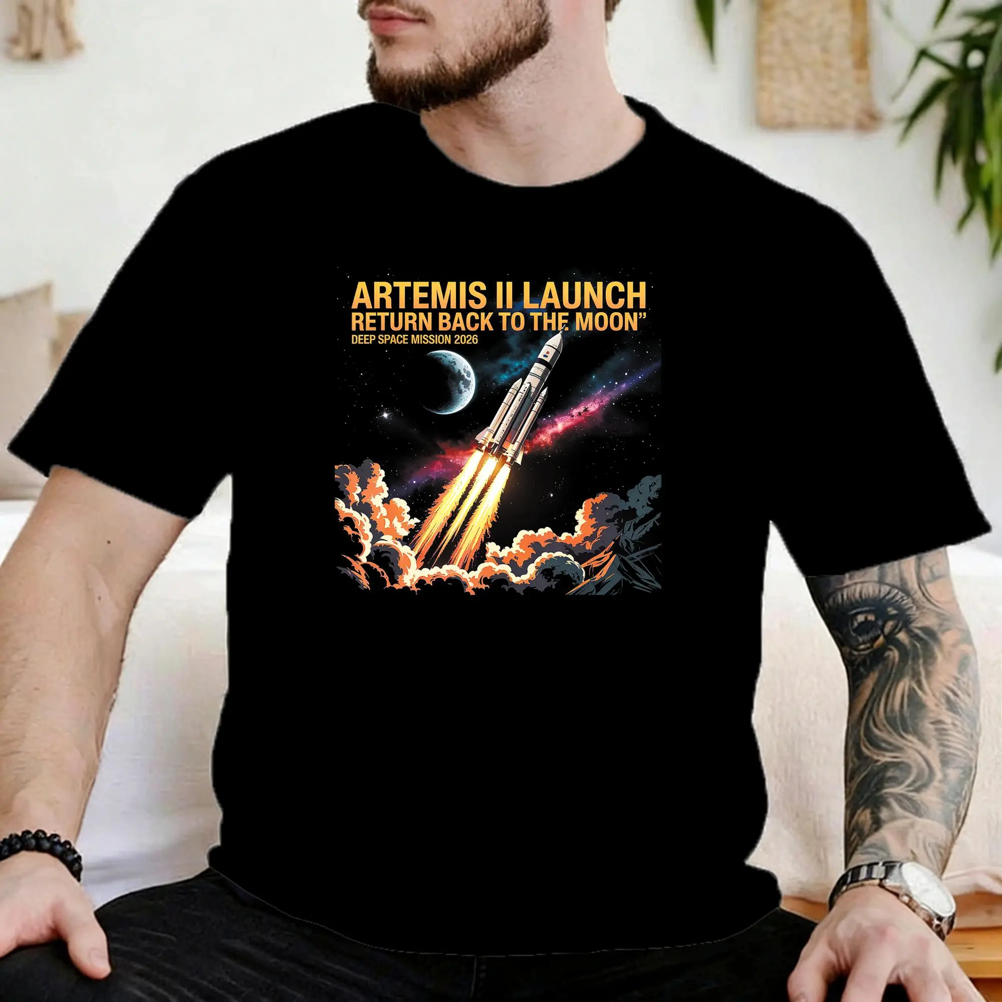 Artemis Rocket Launch 2026 T Shirt for Men Women 100% Cotton Vintage T-Shirts Crewneck  Tees Short Sleeve Tops Big Size