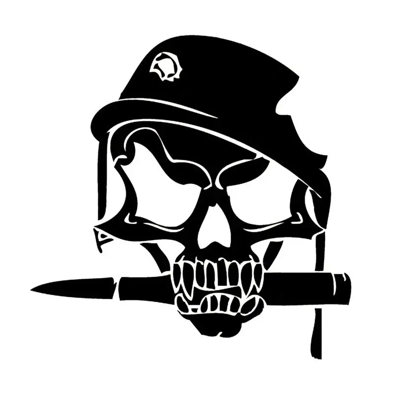 

Car Sticker Military Helmet Skull Head Bullet Hole Decal PVC Decal Creative Waterproof Black/White 2D Flat Sticker Vinyl