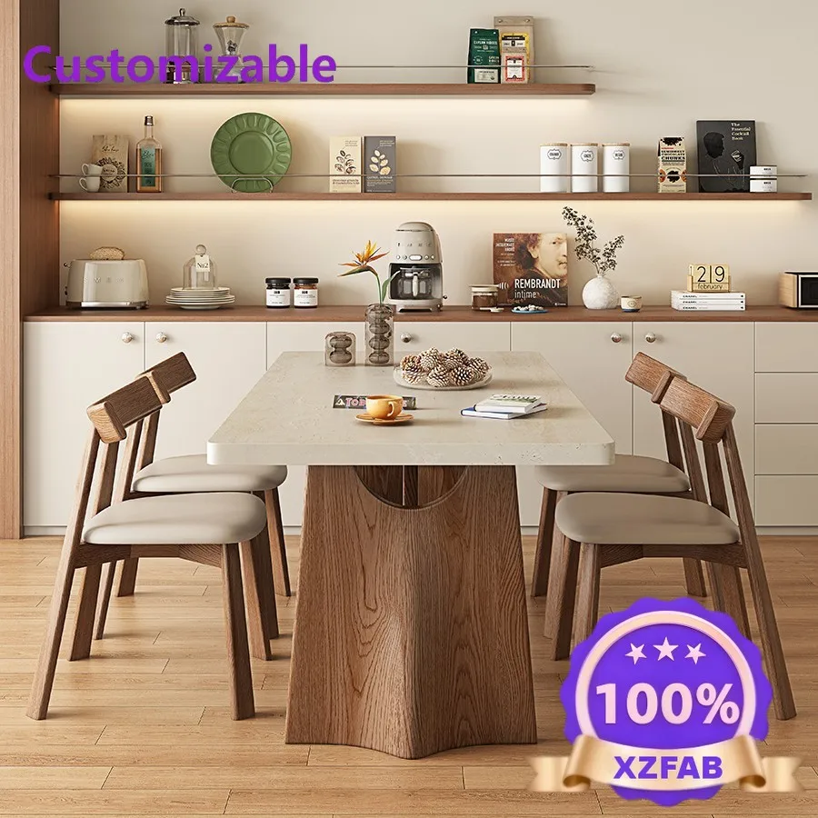 Factory Direct 2026 Flying Crow Travertine Slate Dining Table Living Room Home Rectangular French Retro Hanging Medieval Solid W
