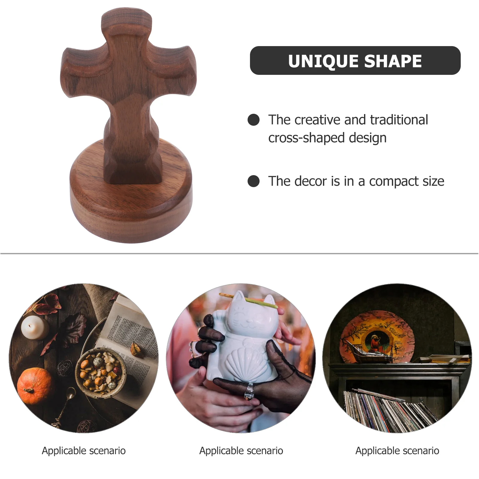 

1 Set Wooden Ornament Small Size Traditional Cross Shaped Decor For Home Office Desktop Decoration Cross Desk