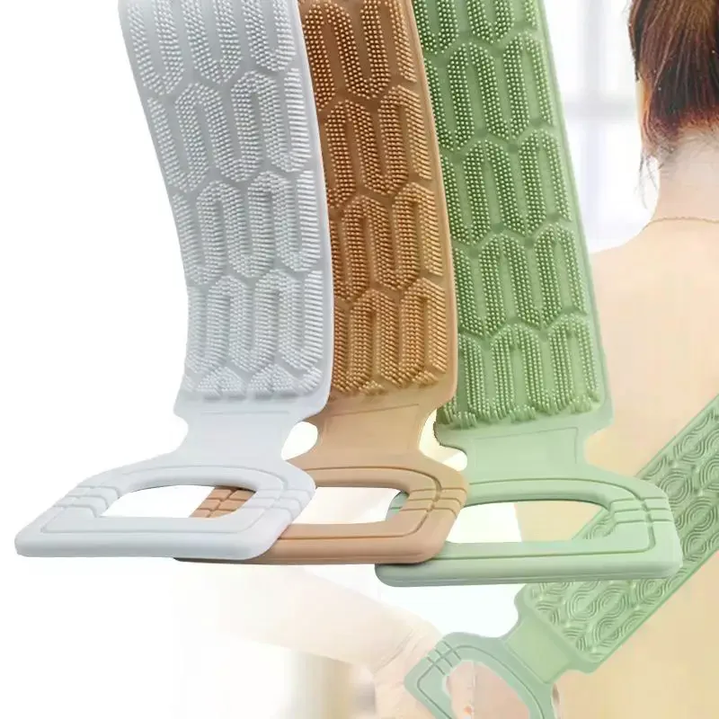 

Silicone Back Scrubber Towel With Rope Handles - Exfoliating Bath Tool For Deep Clean, Textured Surface For Easy Reach