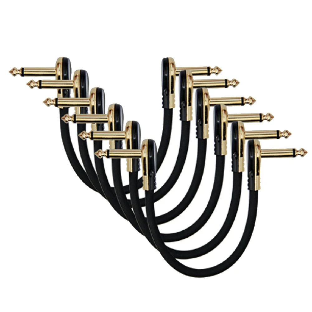 

6PCS Guitar Patch Cables Right Angle 15CM 1/4 Guitar Cable for Guitar Effect Pedals