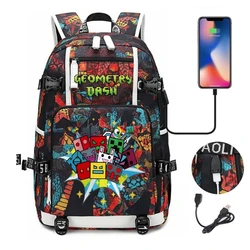 New Geometry Dash Print Backpack Girls Boy Fashion School Bag Teenager Student Canvas Laptop Back Pack Women Rucksack Backpack