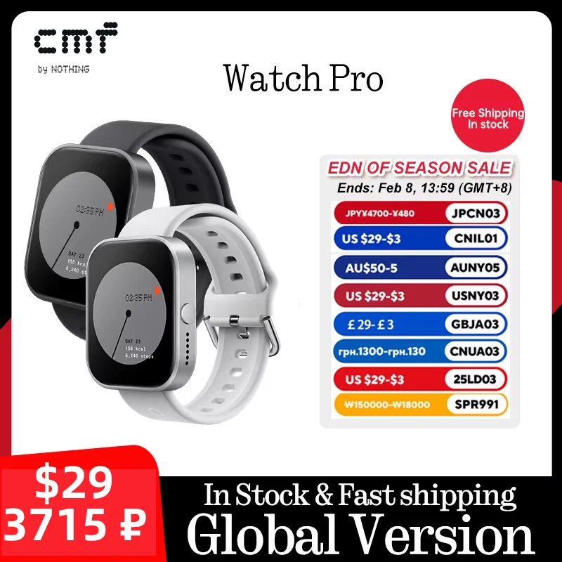 Global Version CMF by Nothing Watch Pro 1.96" AMOLED Bluetooth 5.3 BT Calls with AI Noise Reduction GPS Smartwatch CMF watch Pro