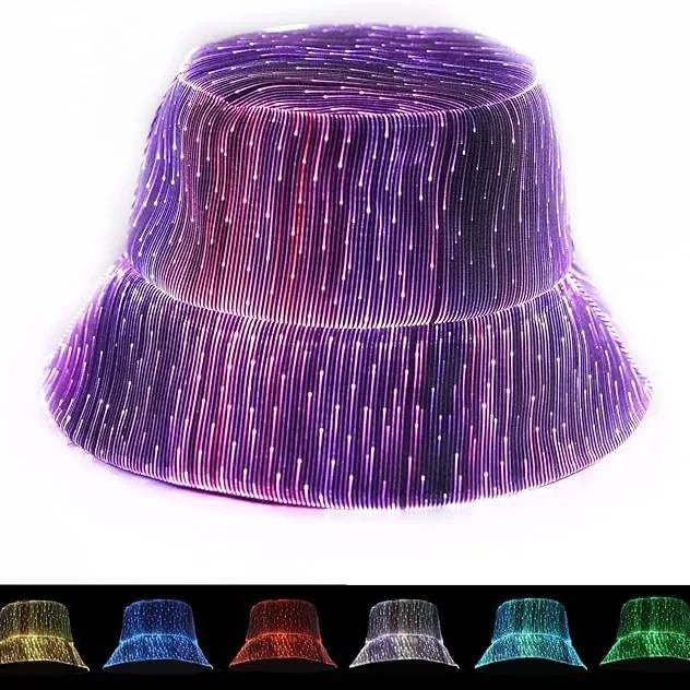 

New cool luminous bucket hat fashion technology sense fiber optic flash cap outdoor trend luminous cap