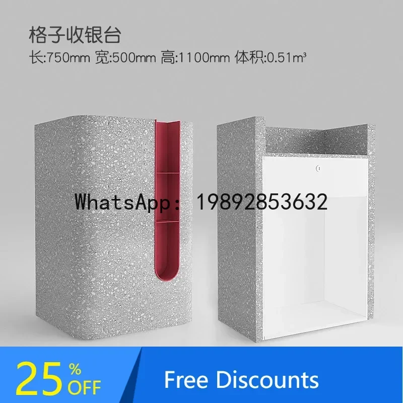 A1 Welcome desk at the entrance of  high-end restaurant Reception desk Black wood grain cashier information desk