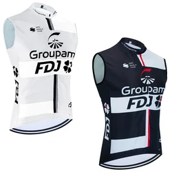 New 2024 FDJ Cycling Vest Quick Dry Bike Jersey Windbreaker Men Women Summer Ropa Ciclismo Sleeveless Bicycle Jersey Tshirt