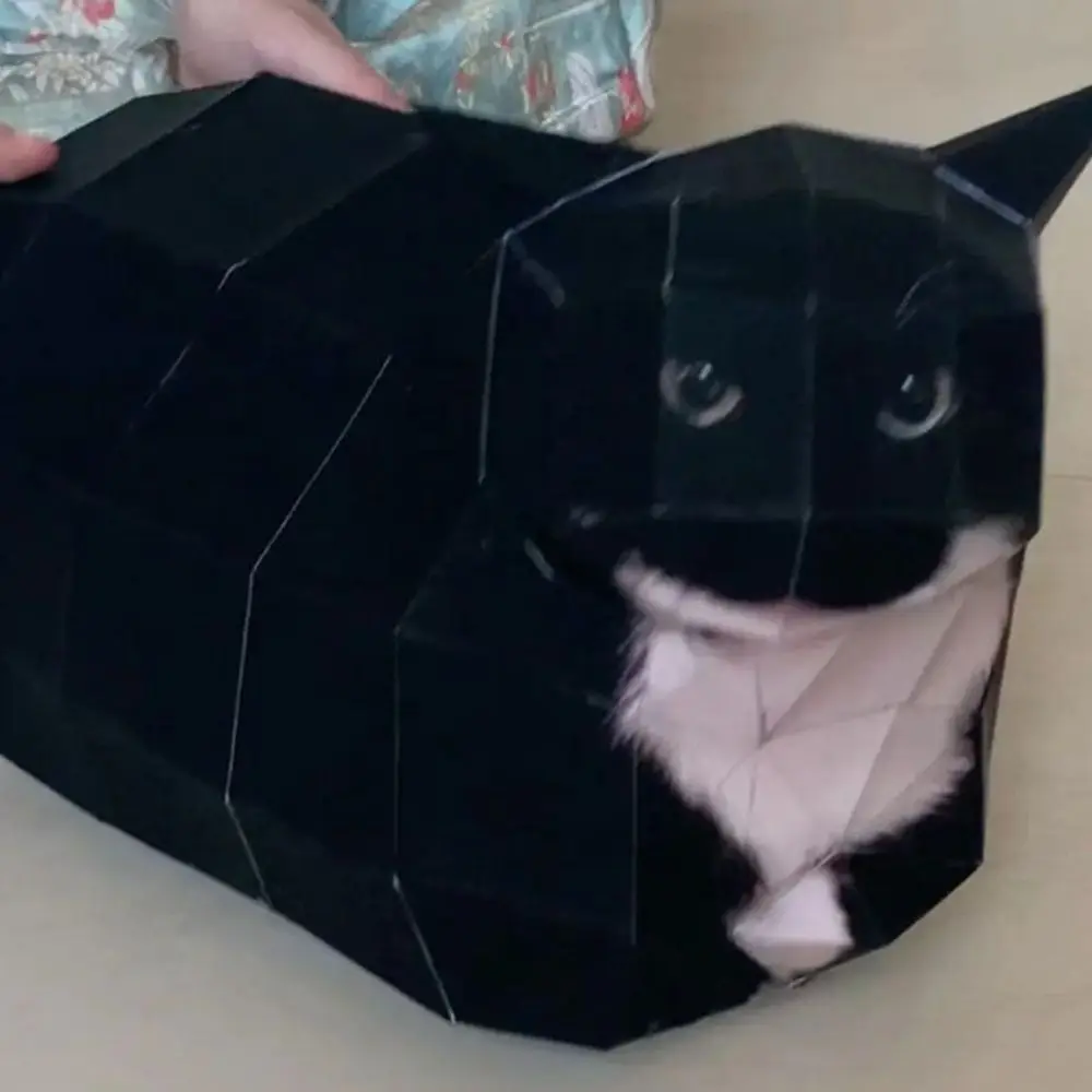 Oiiao Cat Huh Cat Paper Model Home Decoration Folding By Myself 3D Folding Paper Cat Wondering Kitten Rotating Cat