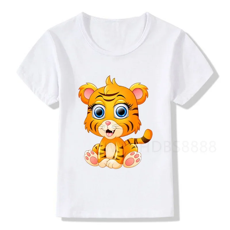 Baby Cartoon Cute Lion Print T Shirt Children Animal Birthday T-shirts Boy&Girl Funny Gift Tshirt Present