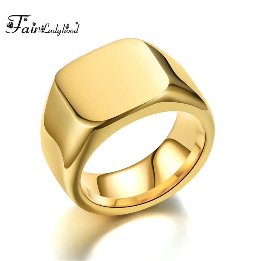 FairLadyHood Smooth Men's Black Rock Punk Rings Cool Fashion Individuality Signet Ring For Women Man Party Jewelry