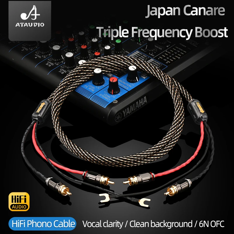 Canare 6N OFC HiFi Audio 2RCA Cable with Ground Wire for Black Tape Player LP Vinyl Record Player Amplifier Chassis Signal Cable