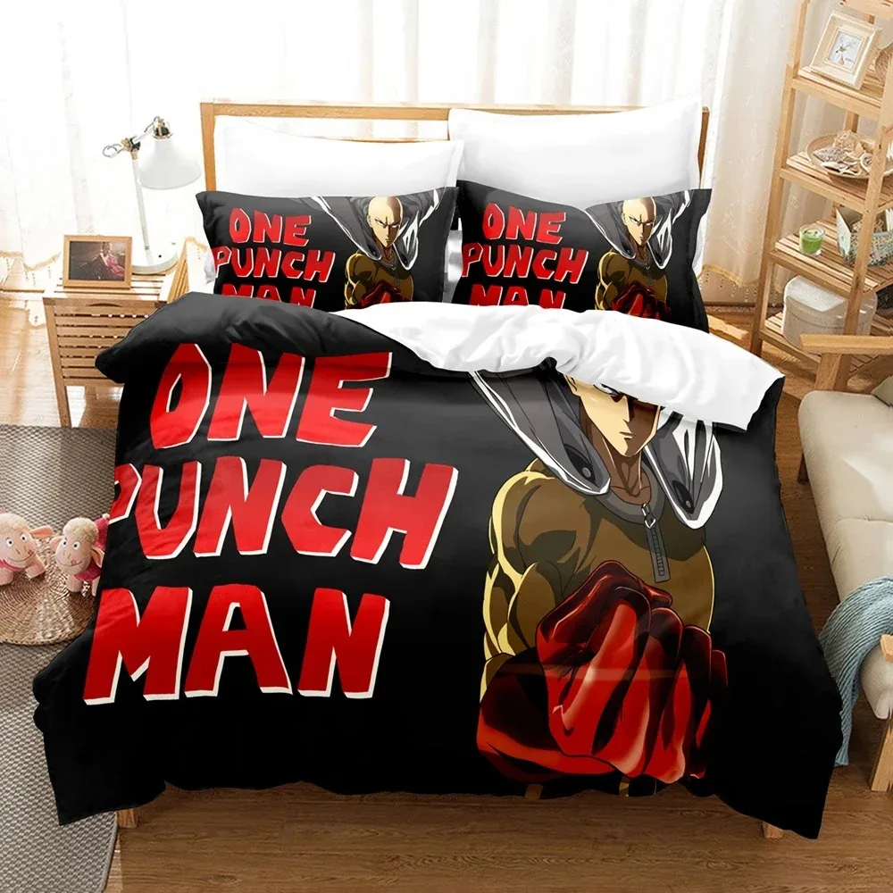 Ensembles de housse de couette Anime Anime pour enfants, linge de lit One Punch Man, taie d'oreiller, cadeau de literie pour enfants, filles, Twin Full, Queen, King Size