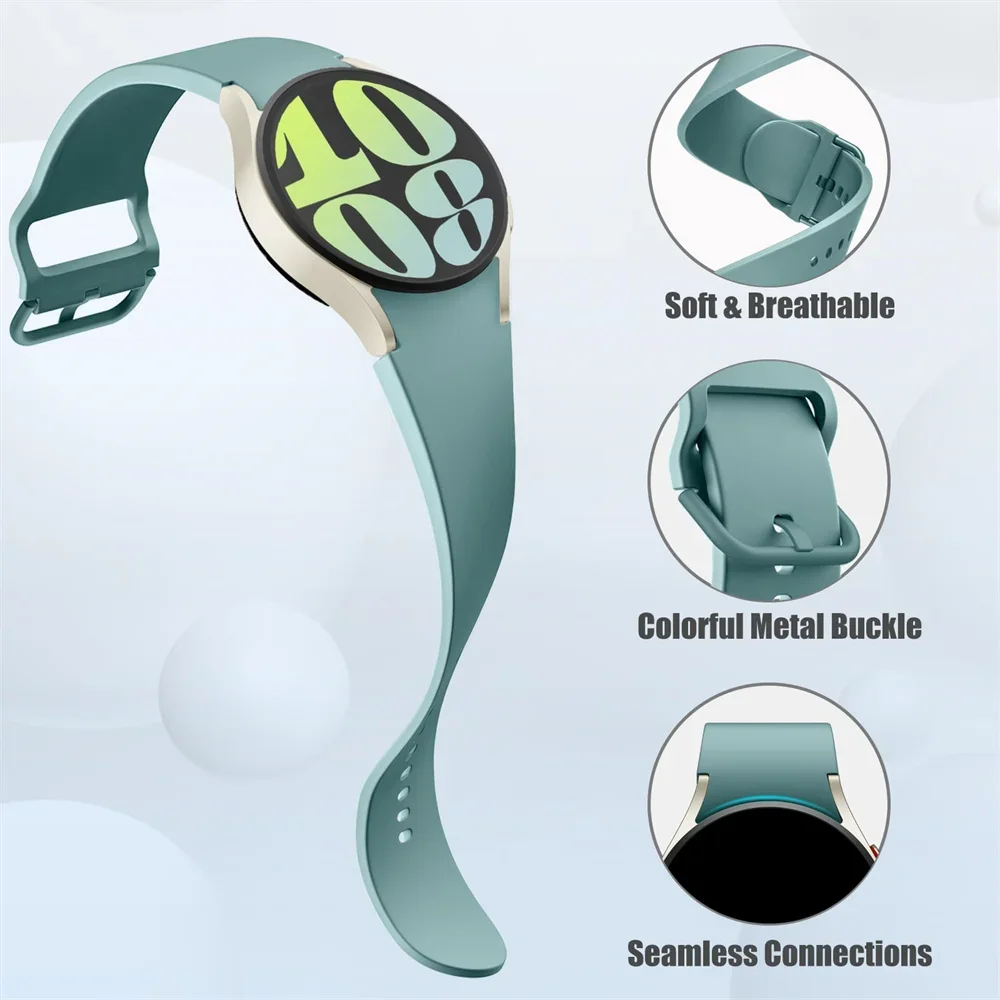 สายซิลิโคนสําหรับ Samsung Galaxy Watch 7 6 5 4 FE 44 มม.40 มม.5 pro 45 มม.กีฬา 20 มม.ไม่มีช่องว่างสร้อยข้อมือ Galaxy Watch 6-4 คลาสสิก