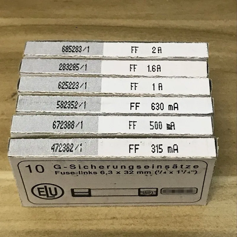Fast Acting Ceramic Fuse 7017240 FF315mA 0.315A FF500mA 0.5A FF630mA 0.63A FF1A 1A FF1.6A 1.6A FF2A 2A 1000V 6.3x32mm