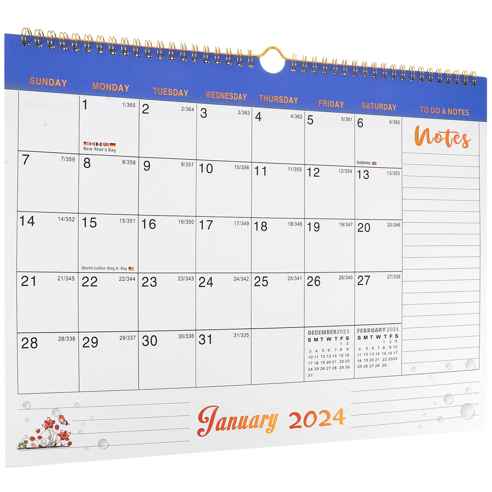 

2024 2025 English Wall Calendar Desk Monthly Planner Hanging Home Office Supplies Clear Printed Smooth Long Use Gift Family