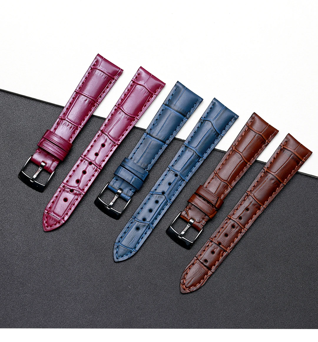 SAUPPO Watchband Suitable for Zenith ELITE Pin Buckle Top-Layer Leather Exquisite Sewing Watch Strap Sweatband Men Women